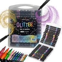 Canetinha com Glitter para Colorir Marcador Acrilicio Metalizado com 2 pontas 24 canetas e 48 Cores Canetinha com Glitter para Colorir Marcador Acrilicio Metalizado com 2 pontas 24 canetas e 48 Cores