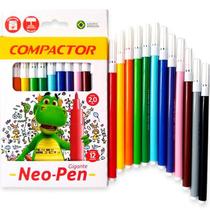 Canetinha Compactor 12 Cores Neo Pen Gigante Hidrocor