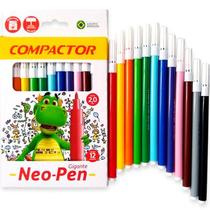 Canetinha Compactor 12 Cores Neo Pen Gigante Hidrocor Canetinha Compactor 12 Cores Neo Pen Gigante Hidrocor