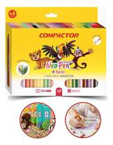 Canetinha Compactor Neo Pen Gigante 48 Cores + Cores Pastel Colorido