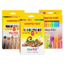 Canetinha escolar Gigante cores básicas + pastel + pele kit 36 cores