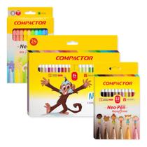 Canetinha escolar Gigante cores básicas + pastel + pele kit 48 cores