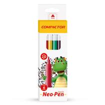 Canetinha esferográfica escolar Gigante Neo-Pen Compactor 2.0 com 6 cores Canetinha esferográfica escolar Gigante Neo-Pen Compactor 2.0 com 6 cores