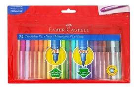Canetinha Faber Castell 24 Cores Ponta Vai e Vem Lavável
