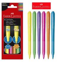 Canetinha Faber Castell - Ponta Vai e Vem - 6 Cores Neon