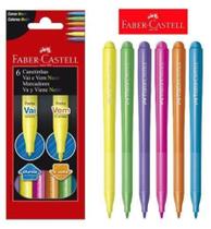 Canetinha Faber Castell - Ponta Vai e Vem - 6 Cores Neon