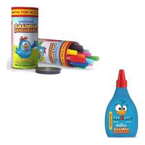 Canetinha Galinha Pintadinha 12 Cores - Lata + Cola Atóxica