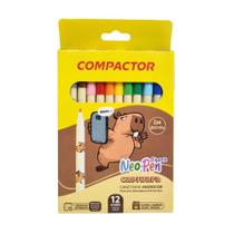Canetinha Hidrocor 12 Cores Neo Pen Gigante Capivara COMPACTOR
