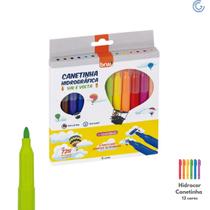 Canetinha Hidrocor 12 Cores Ponta Vai e Vem - BRW