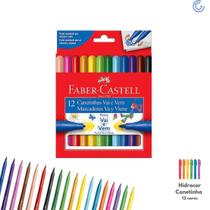 Canetinha Hidrocor 12 cores Ponta Vai e Vem - Faber Castell