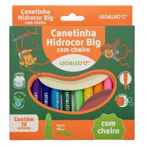 Canetinha Hidrocor Big Leo e Leo 12 Cores Com Cheirinho Lavável Ponta Grossa