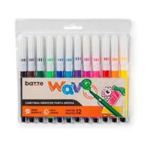 Canetinha Hidrocor Ponta Grossa Wave Com 12 Cores - Bazze 614465