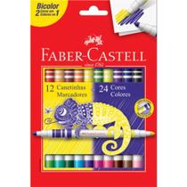 Canetinha Hidrogafica 24 Cores Bicolor 12 Canetas Faber Castell - Faber-Castell