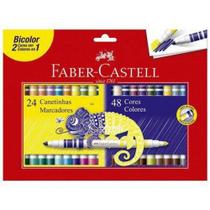 Canetinha Hidrogafica 48 Cores Bicolor 24 Canetas Faber Castell - Faber-Castell