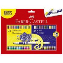 Canetinha Hidrogafica 48 Cores Bicolor 24 Canetas Faber Castell