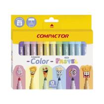 Canetinha Hidrográfica 12 Cores Color Pastel - Compactor
