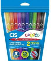 Canetinha Hidrográfica CIS Criatic Duas Pontas 10 Cores