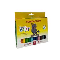 Canetinha Hidrográfica Color Escolar com 12 Cores Compactor