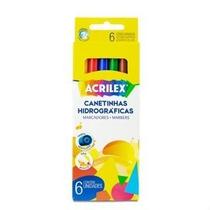 Canetinha Hidrográfica Colorida (6, e 12 cores) - Acrilex Papelaria Material Escolar Canetinha Hidrográfica Colorida (6, e 12 cores) - Acrilex Papelaria Material Escolar