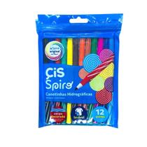 Canetinha Hidrografica com 12 Cores Spiro - Cis