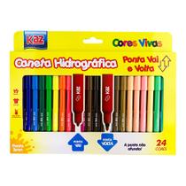 Canetinha Hidrográfica Escolar 24 Cores Ponta 2mm Vai e Vem