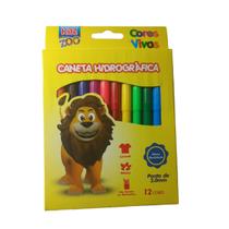 Canetinha Hidrografica Escolar Infantil Kaz 12 Cores Ponta 2.0mm