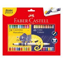 Canetinha Hidrográfica Faber-castell Bicolor 24 Canetas 48 Cores - FABER CASTELL