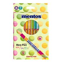 Canetinha Hidrográfica Mentos 12 Cores Pastel com Cheirinho - Compactor