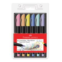 Canetinha Hidrográfica Supersoft BrushPen Tons Pastel 6 Cores Faber Castell