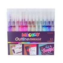 Canetinha outline marher 12 cores - contorno de linha dupla
