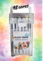 Canetinha para colorir livro de colorir pintar Bobi Gudi 36, 48 ou 60 cores acrilica inclui canetinha branca