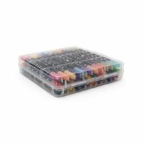 Canetinha ponta dupla glitter kit 36 peças com 72 cores para desenho pintura escolar e lettering