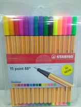 Canetinha Stabilo 15 Cores Point 88 0.4mm Fineliner