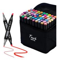 Canetinha Triangular Ponta Dupla Hidrográfica Pote 60 Cores Canetinha Triangular Ponta Dupla Hidrográfica Pote 60 Cores