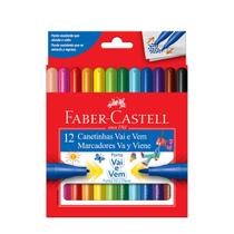 Canetinha vai e vem Faber Castell com 12 cores, ponta afunda e volta