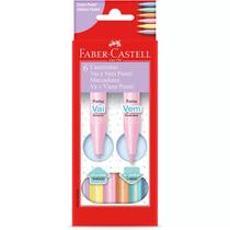 Canetinha vai e vem tons pastel Faber Castell com 6 cores, ponta afunda e volta