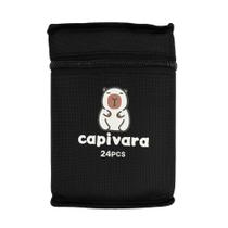 Canetinhas Capivara Marcadores 24 Peças Ponta Dupla + Estojo C/ Zíper