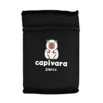 Canetinhas Capivara Marcadores 24 Peças Ponta Dupla + Estojo C/ Zíper