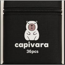 Canetinhas Capivara Marcadores 36Peças Ponta Dupla + Estojo C/ Zíper