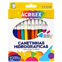 Canetinhas Coloridas Hidrogaficas 12 Cores Lavável Acrilex Canetinhas Coloridas Hidrogaficas 12 Cores Lavável Acrilex