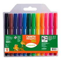 Canetinhas Coloridas Leoeleo Hidrocor Big 12 Cores Ponta Redonda Lavável Canetinhas Coloridas Leoeleo Hidrocor Big 12 Cores Ponta Redonda Lavável