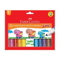 Canetinhas Faber Castell Jumbo Triangular Lavável Hidrográficas Com 12 Cores - Faber-Castell Canetinhas Faber Castell Jumbo Triangular Lavável Hidrográficas Com 12 Cores - Faber-Castell