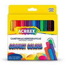 Canetinhas Hidrogáficas Acrilex Connect Colors com 12 Cores