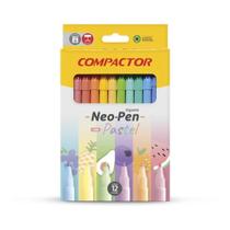 Canetinhas Hidrografica Gigante Neo-Pen - Tons Pastel - 12 Cores - Compactor