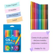Canetinhas Hidrograficas - Cis - 12 Cores - Lavável