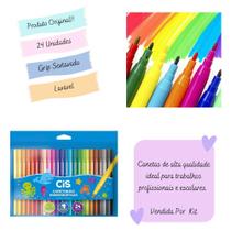 Canetinhas Hidrograficas - Cis - 24 Cores - Lavável