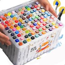 Canetinhas Marcador Permanente Ponta Dupla 36 Cores Maleta Acrilica
