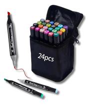 Canetinhas Marcadores Coloridas Escolar Ponta Dupla Com 12, 24, 36 ou 48 Cores Bobbie Goods -Tik Tok