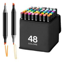 Canetinhas Marcadores Coloridas Escolar Ponta Dupla Com 12, 24, 36 ou 48 Cores Bobbie Goods -Tik Tok