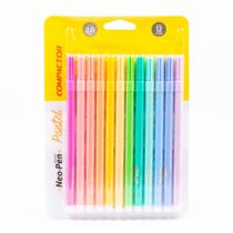 Canetinhas Tons Pastel Neo Pen Gigante 12 Cores Lavavel - Compactor